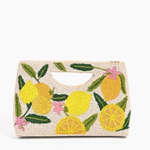 AMERICA & BEYOND Make Lemonade Beaded Shoulder / Clutch Bag NWT - Picture 1 of 12